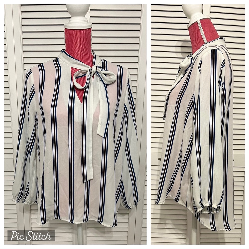 (L) B&W Long Sleeve Blouse, by Lily White